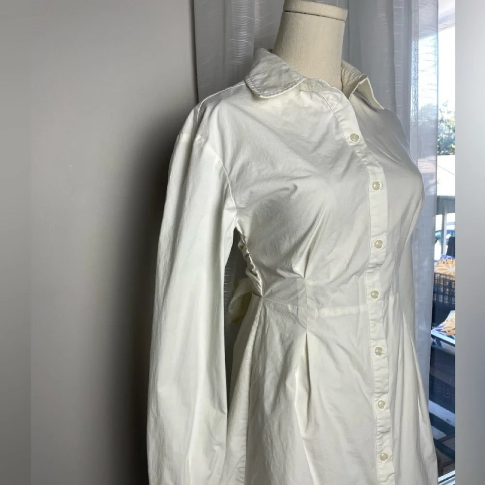 L'Academie Evianna Shirt Dress in Cream White Size Small Cut Out Open Back Bow